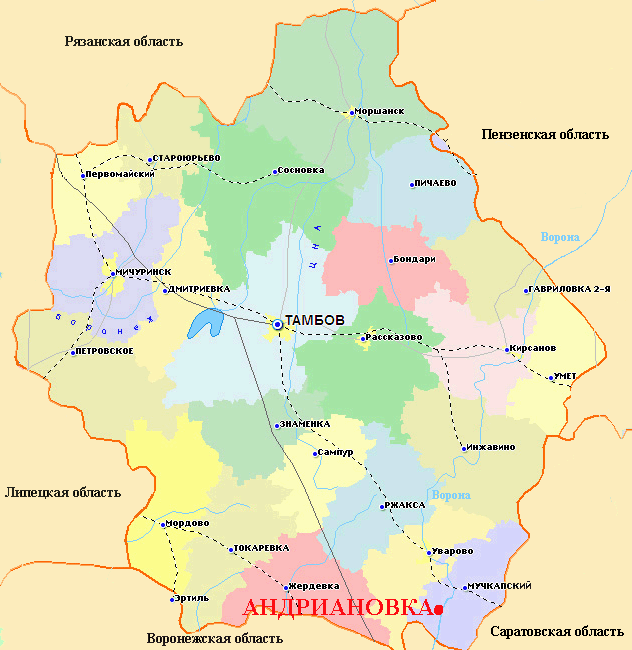 Карта Тамбовской области